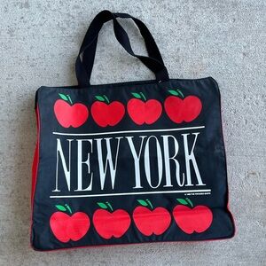 Vintage 80s New York the paradise shops 1988 tote bag apple purse black red